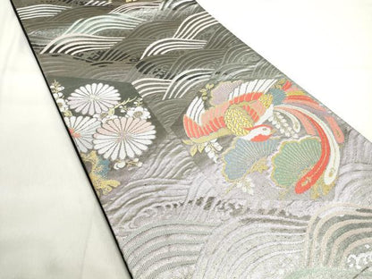 平和屋着物◎六通柄袋帯 亀甲鳳凰花文 金銀糸 正絹 逸品 DAAK7537xg
