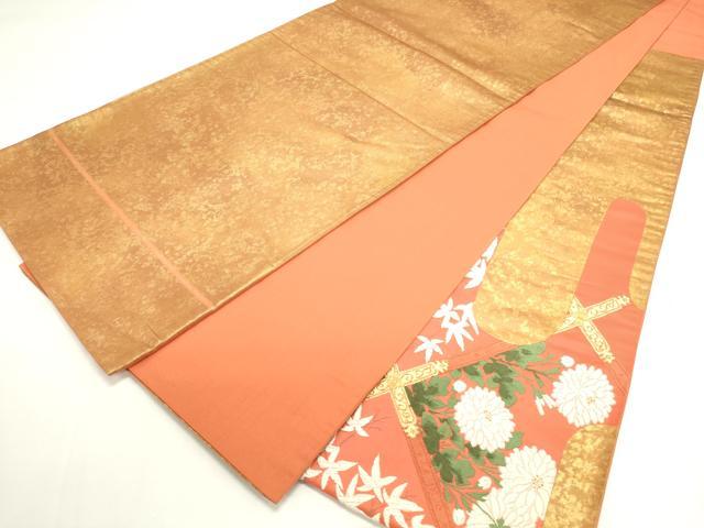 平和屋着物◎太鼓柄袋帯 唐織 天井鴛鴦花文 金糸 引箔 正絹 逸品 DAAK7544xg