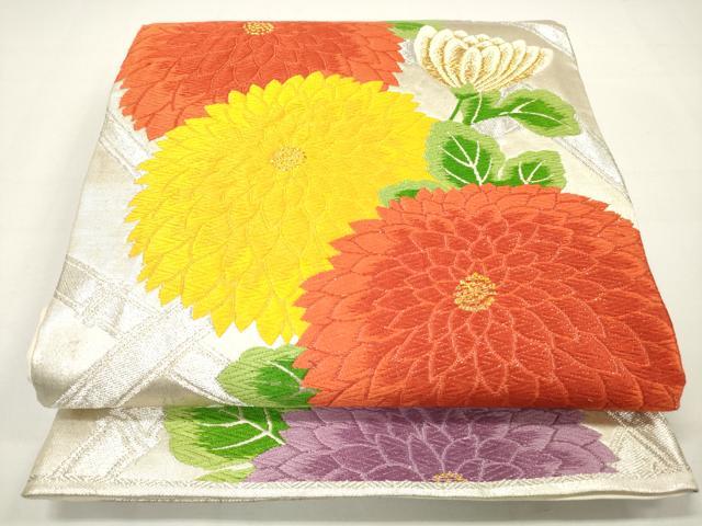 平和屋着物◎六通柄袋帯 唐織 菊文 金銀糸 正絹 逸品 DAAK7699xg