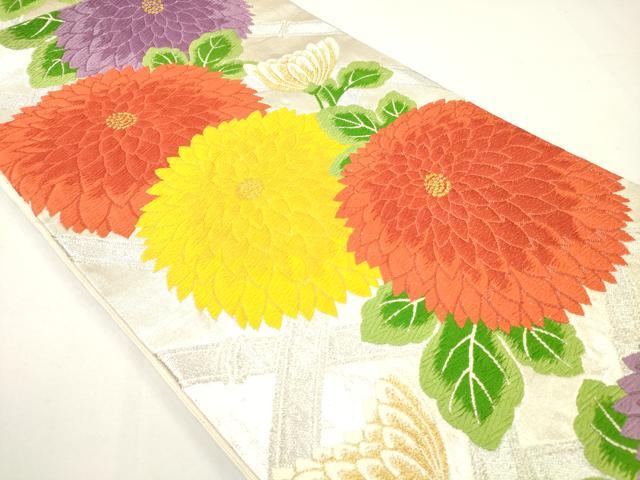 平和屋着物◎六通柄袋帯 唐織 菊文 金銀糸 正絹 逸品 DAAK7699xg