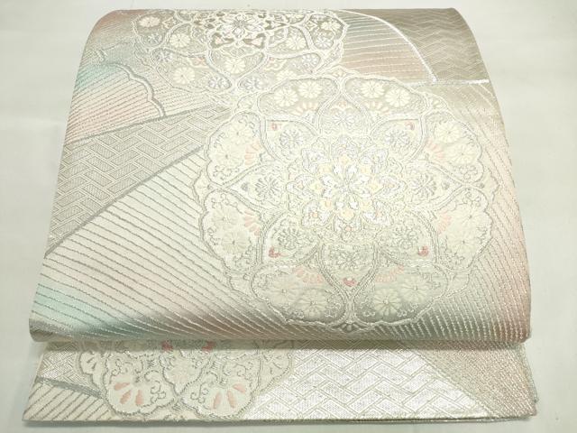 平和屋着物◎六通柄袋帯 正倉院花文 銀糸 正絹 逸品 DAAK7743xg