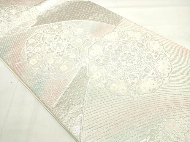 平和屋着物◎六通柄袋帯 正倉院花文 銀糸 正絹 逸品 DAAK7743xg