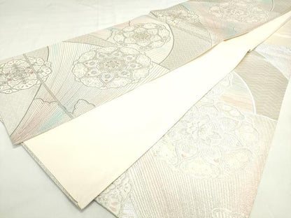 平和屋着物◎六通柄袋帯 正倉院花文 銀糸 正絹 逸品 DAAK7743xg