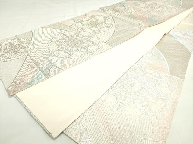 平和屋着物◎六通柄袋帯 正倉院花文 銀糸 正絹 逸品 DAAK7743xg