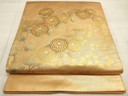 平和屋着物◎六通太鼓柄袋帯　菊　金銀彩　正絹　逸品　DAAK8191bc