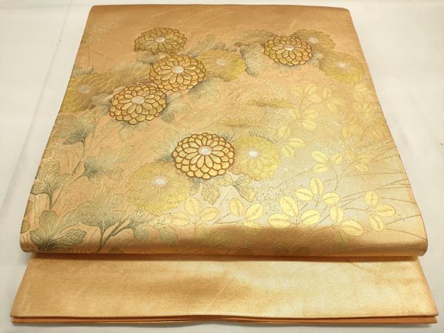 平和屋着物◎六通太鼓柄袋帯　菊　金銀彩　正絹　逸品　DAAK8191bc