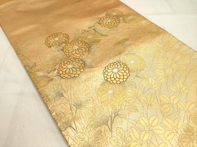 平和屋着物◎六通太鼓柄袋帯　菊　金銀彩　正絹　逸品　DAAK8191bc