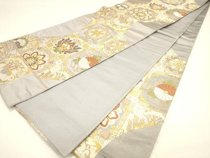 平和屋着物◎六通柄袋帯 九百唐織 天井草花文 金糸 正絹 逸品 DAAK8224bc