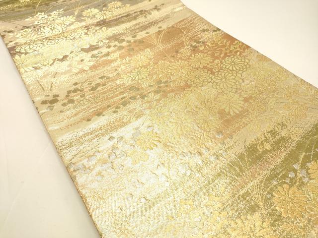 平和屋着物◎六通柄袋帯 秋草文 金糸 正絹 逸品 DAAK8228bc