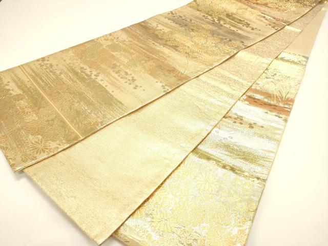 平和屋着物◎六通柄袋帯 秋草文 金糸 正絹 逸品 DAAK8228bc