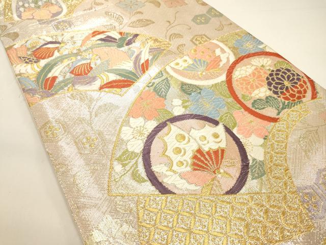 平和屋着物◎六通柄袋帯 唐織 地紙重ね舞蝶花鳥文 金銀糸 正絹 逸品 DAAK8248bc