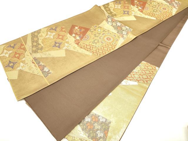 平和屋着物◎六通柄袋帯 唐織 色紙重ね草花文 金糸 引箔 正絹 逸品 DAAK8317bc