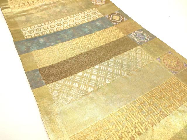 平和屋着物◎六通柄袋帯 横段花文 金糸 引箔 正絹 逸品 DAAK8334bc