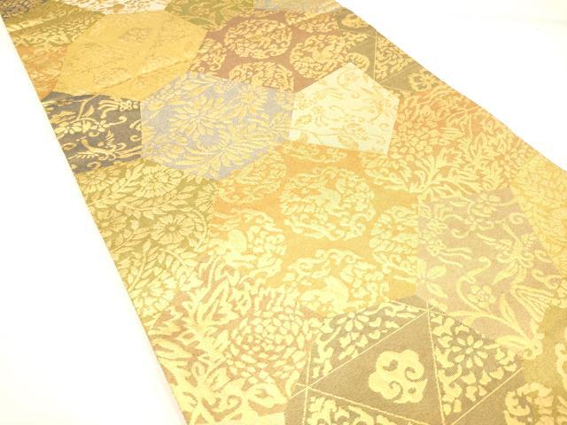 平和屋着物◎六通柄袋帯 切嵌動物草花文 金糸 正絹 逸品 DAAK8342bc