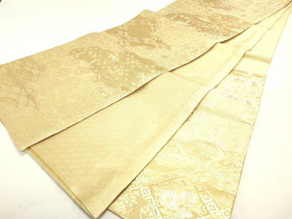 平和屋着物◎佐賀錦 六通柄袋帯 雲取り吉祥草花文 金糸 正絹 逸品 DAAK8381bc