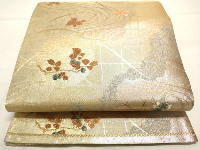 平和屋着物◎佐賀錦　六通柄袋帯　唐織　草花文　金糸　正絹　逸品　DAAK8385bc