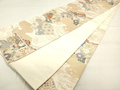 平和屋着物◎六通柄袋帯 唐織 慶長屏風小袖 金糸 正絹 逸品 DAAK8387bc