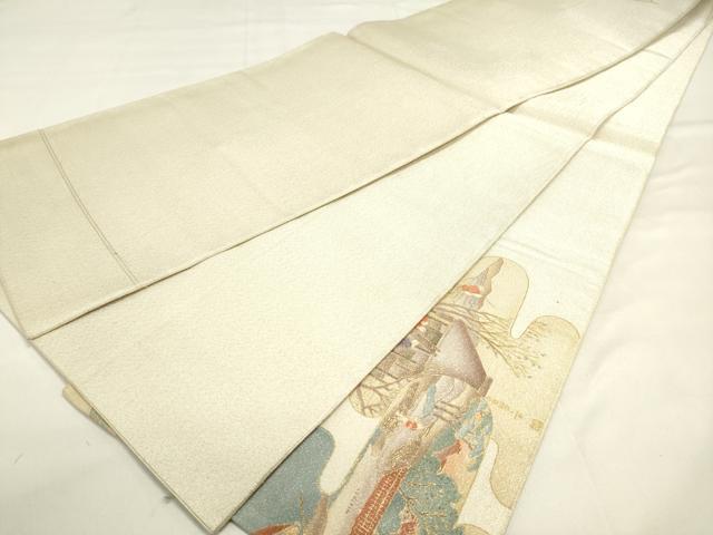 平和屋着物◎太鼓柄袋帯 霞取り人物風景文 金彩 正絹 逸品 DAAK8414bc