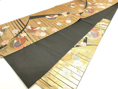 平和屋着物◎六通柄袋帯 唐織 花蝶丸文 金糸 正絹 逸品 DAAK8440bc