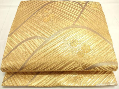 平和屋着物◎六通柄袋帯 重ね山花文 金糸 正絹 逸品 DAAK8456bc