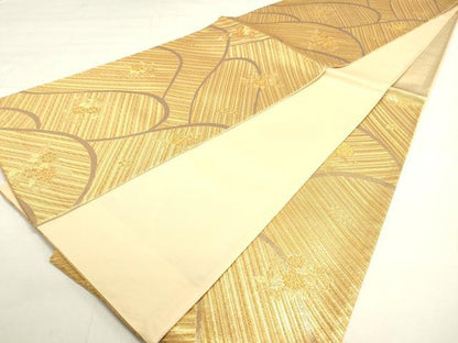 平和屋着物◎六通柄袋帯 重ね山花文 金糸 正絹 逸品 DAAK8456bc