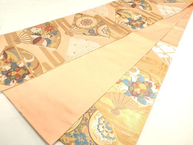 平和屋着物◎六通柄袋帯 扇面吉祥草花文 金銀糸 正絹 逸品 DAAK8458bc