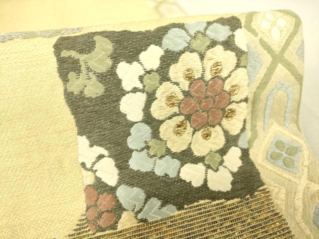 平和屋着物●六通柄袋帯 唐織 正倉院色紙花文 金銀糸 正絹 逸品 DAAK8887az