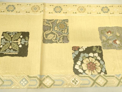 平和屋着物●六通柄袋帯 唐織 正倉院色紙花文 金銀糸 正絹 逸品 DAAK8887az
