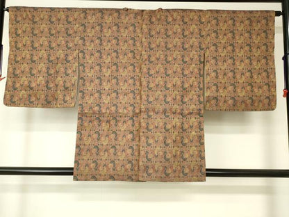 平和屋着物■道行コート　洋花文　正絹　逸品　DAAK9056cm
