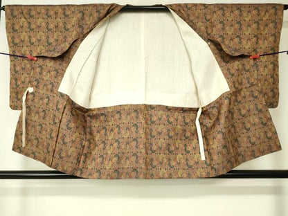 平和屋着物■道行コート　洋花文　正絹　逸品　DAAK9056cm