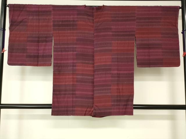平和屋着物■道行コート　横段文　正絹　逸品　DAAK9064cm