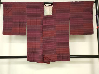 平和屋着物■道行コート　横段文　正絹　逸品　DAAK9064cm