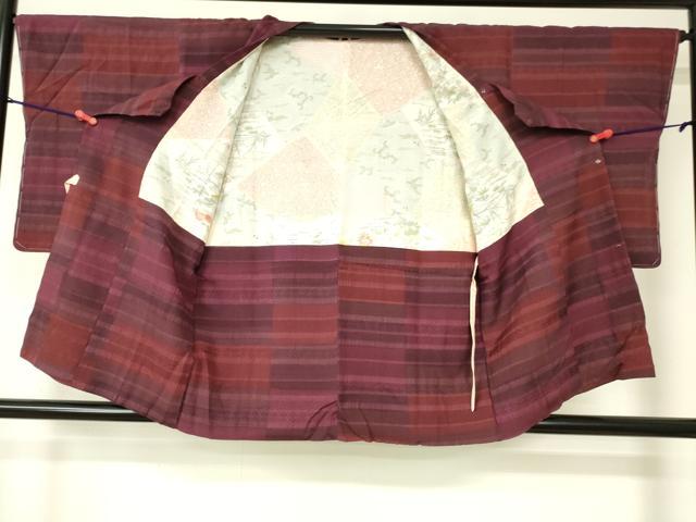 平和屋着物■道行コート　横段文　正絹　逸品　DAAK9064cm