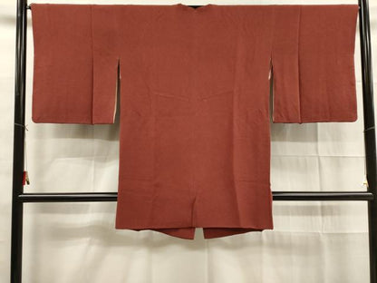平和屋着物■道行コート　茜色　鬼しぼ縮緬　正絹　逸品　DAAK9303cm