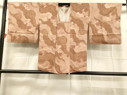 平和屋着物■道行コート 地紋起こし 花唐草文 正絹 逸品 DAAK9327cm