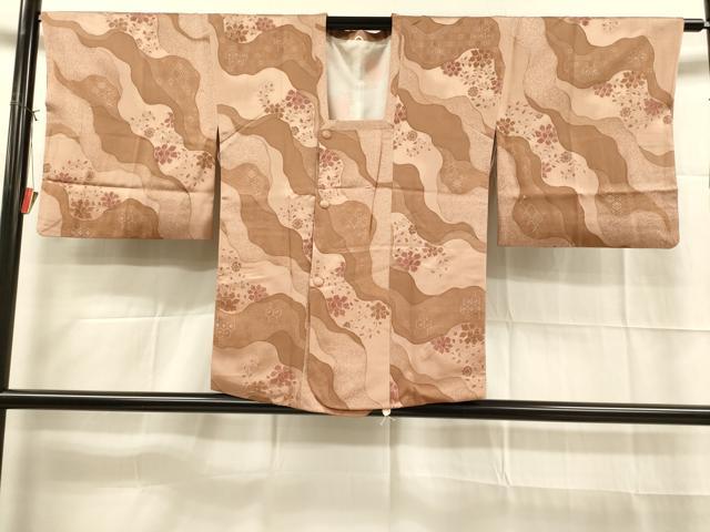 平和屋着物■道行コート 地紋起こし 花唐草文 正絹 逸品 DAAK9327cm