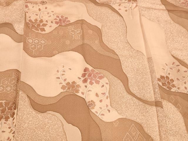 平和屋着物■道行コート 地紋起こし 花唐草文 正絹 逸品 DAAK9327cm
