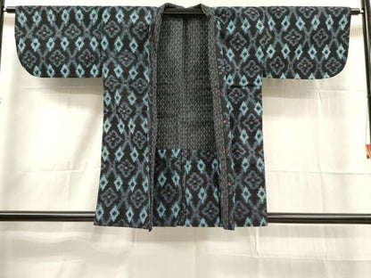 平和屋着物∞和装コート 久留米絣 単衣 綿 花菱文 逸品 DAAK9357cm