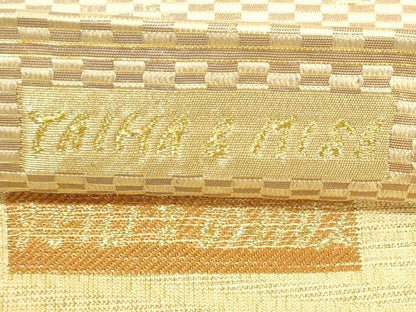 平和屋着物■全通柄袋帯 泥染 変わり間道 金糸 正絹 逸品 DAAL0207we