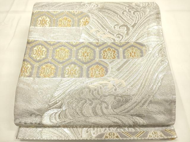 平和屋着物■六通柄袋帯 吉祥エ霞流水文 金銀糸 正絹 逸品 DAAL0217we