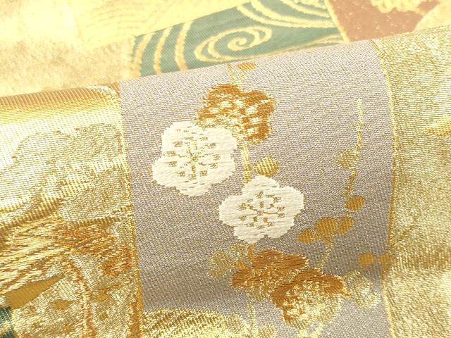 平和屋着物■六通柄袋帯　流水短冊草花文　金糸　正絹　逸品　DAAL0296we