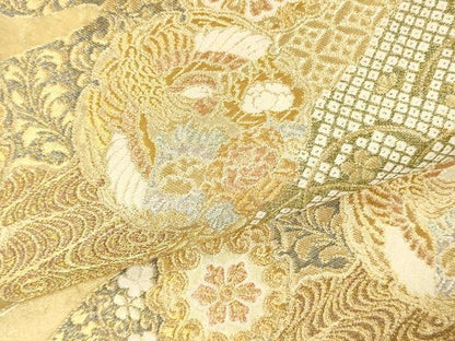 平和屋着物■六通柄袋帯　流水霞錦文　金糸　引箔　正絹　逸品　DAAL0321we