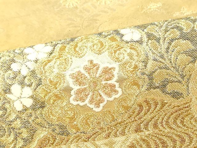 平和屋着物■六通柄袋帯　流水霞錦文　金糸　引箔　正絹　逸品　DAAL0321we
