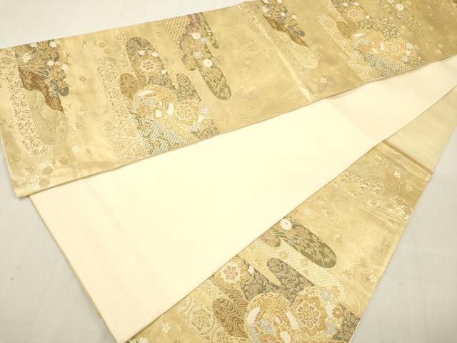 平和屋着物■六通柄袋帯　流水霞錦文　金糸　引箔　正絹　逸品　DAAL0321we