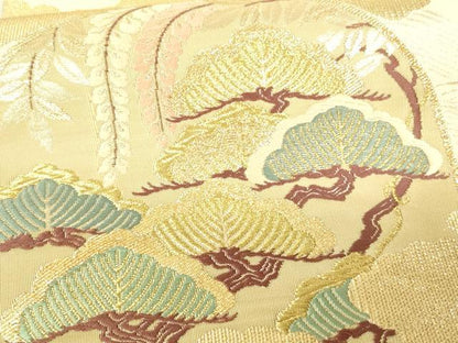 平和屋着物■六通柄袋帯 明つづれ錦彩 花鳥丸文 金糸 正絹 逸品 DAAL0689sf
