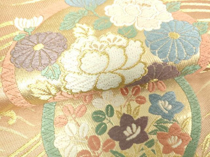 平和屋着物■六通柄袋帯 唐織 花蝶文 金銀糸 正絹 逸品 DAAL0960sf