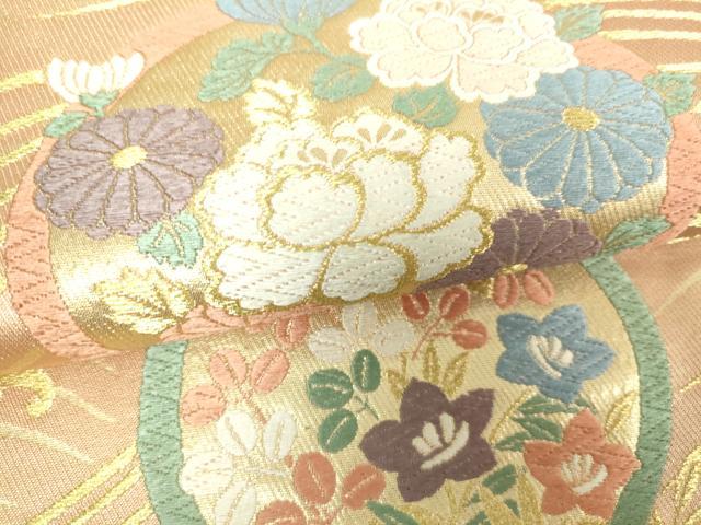 平和屋着物■六通柄袋帯 唐織 花蝶文 金銀糸 正絹 逸品 DAAL0960sf