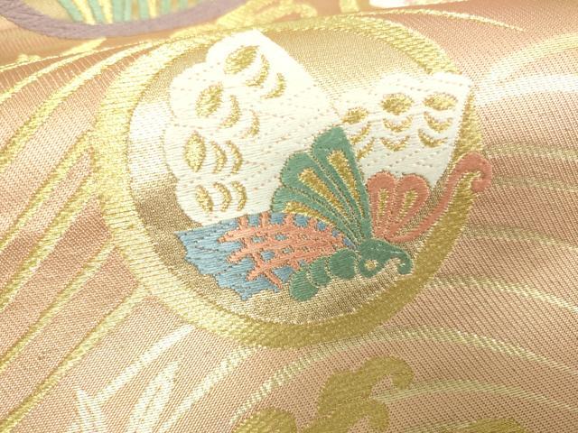平和屋着物■六通柄袋帯 唐織 花蝶文 金銀糸 正絹 逸品 DAAL0960sf