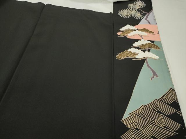 平和屋着物■豪華黒留袖 駒刺繍 飛鶴松文 金彩 正絹 逸品 DAAL2128ya