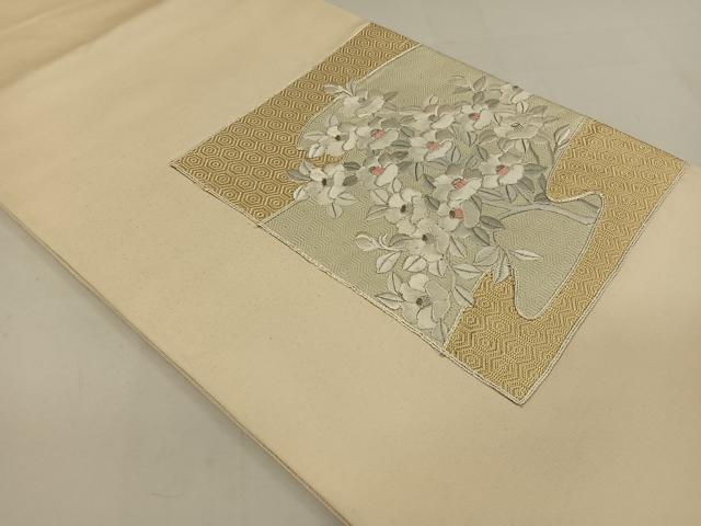 平和屋着物◎太鼓柄袋帯 駒刺繍 霞花文 金銀糸 正絹 逸品 DAAL3012qp